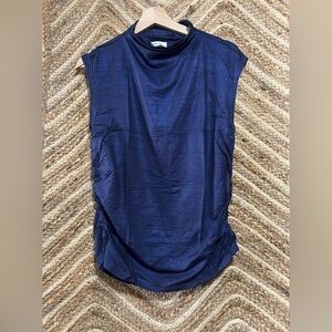 KIM & CAMI Women's Mock Neck Ruched Tank Top, Indigo, Size XL, NWOT